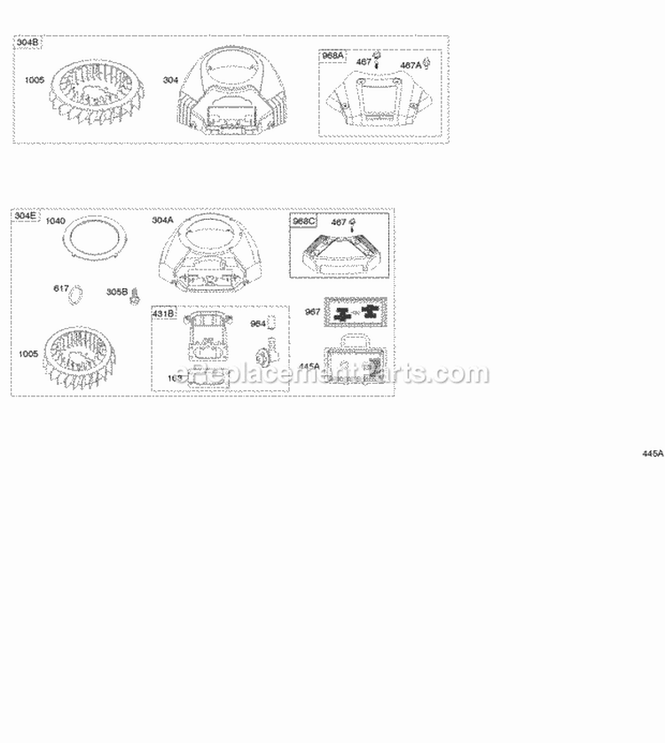 Page B Diagram and Parts List for  Briggs and Stratton Engine